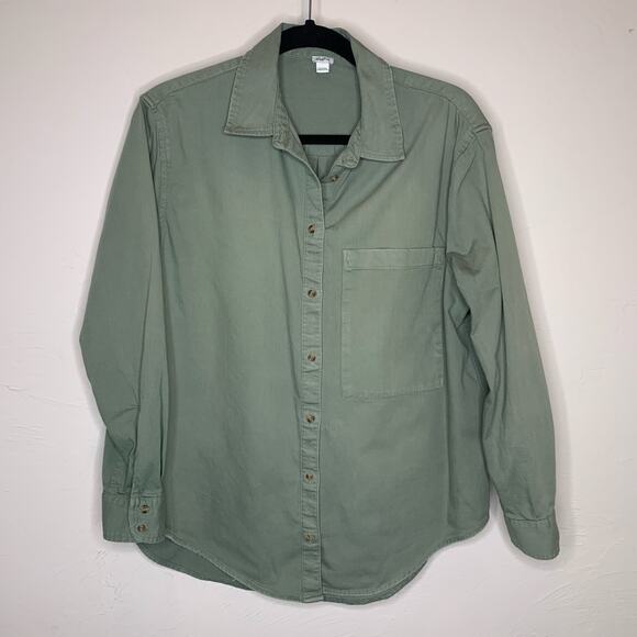 Aerie Green Button Front Shirt Heavy 100% Cotton Sz Small - Picture 1 of 4
